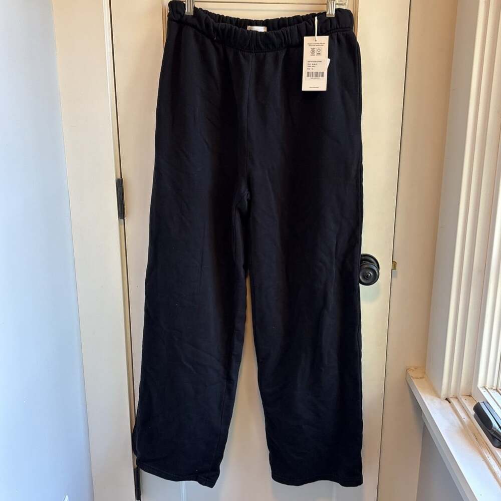 MATE the Label - Organic Fleece Straight Leg Sweatpant in Jet Black NWT X-large